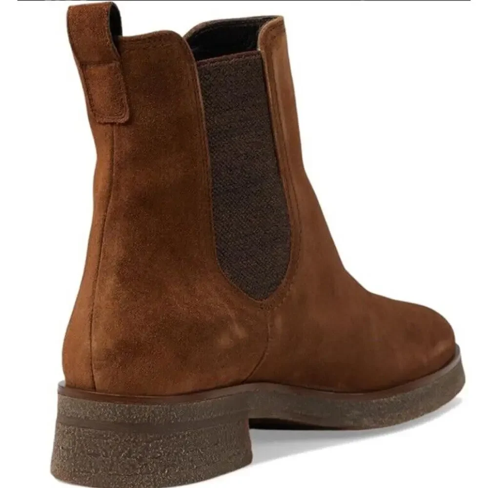NEW Paul Green Sunny Chelsea Boots •US 7.5• Ankle Toffee Soft Suede Brown $585